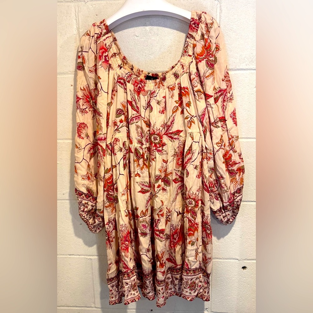 Angie boho chic peasant dress off shoulder pink floral